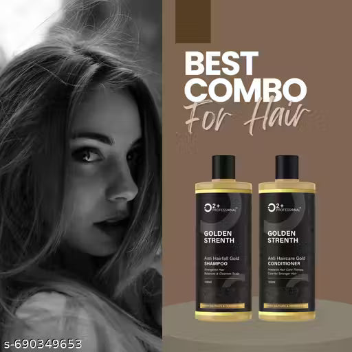 O2Plus Professional Gold Keratin Shampoo & Conditioner Combo – Salon Hair Spa Kit (Pack of 2)