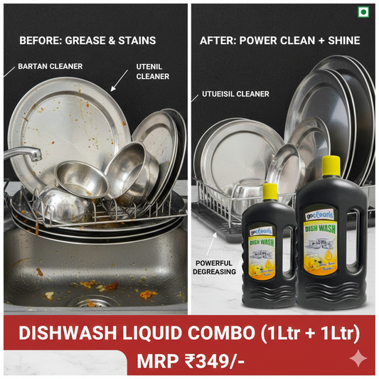 Prime Dishwash Liquid Combo - Pack of 2 (1Ltr + 1Ltr) | Ultra Power Degreaser for Sparkling Clean Utensils