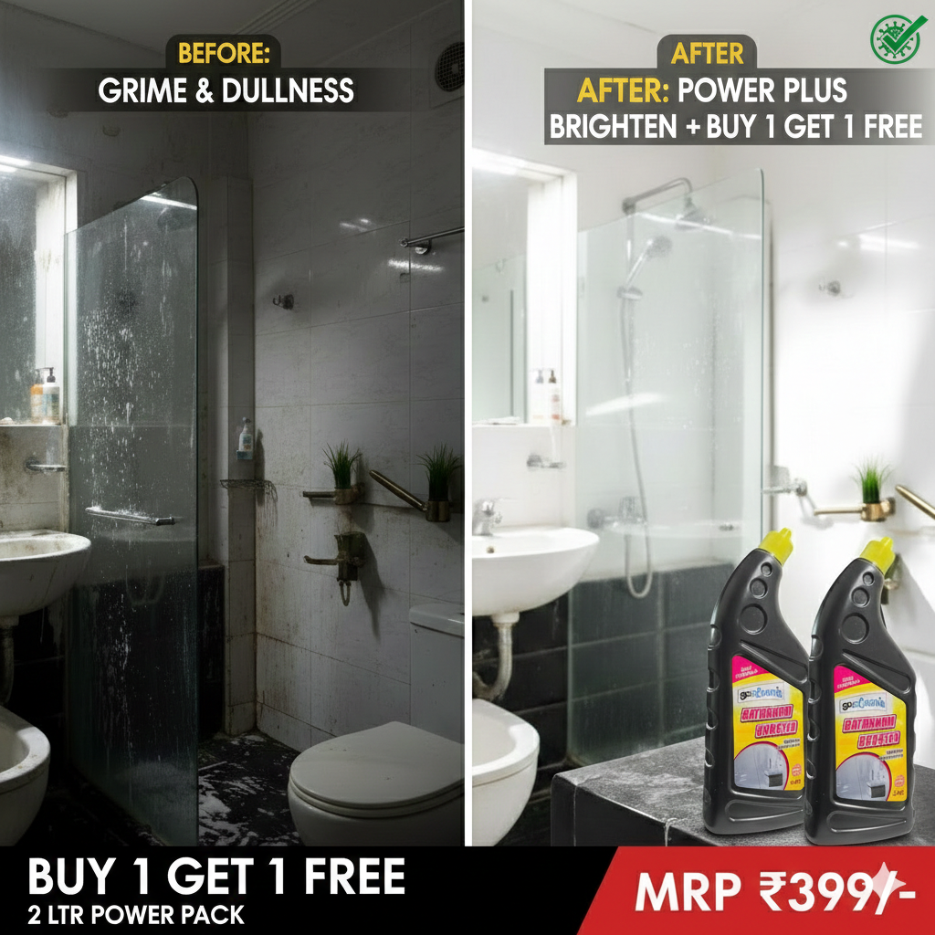 Bathroom & Tile Cleaner Liquid - Buy 1 Get 1 Free (2 Ltr Power Pack) | Hard Water Stain Remover & Power Plus Brightening Formula
