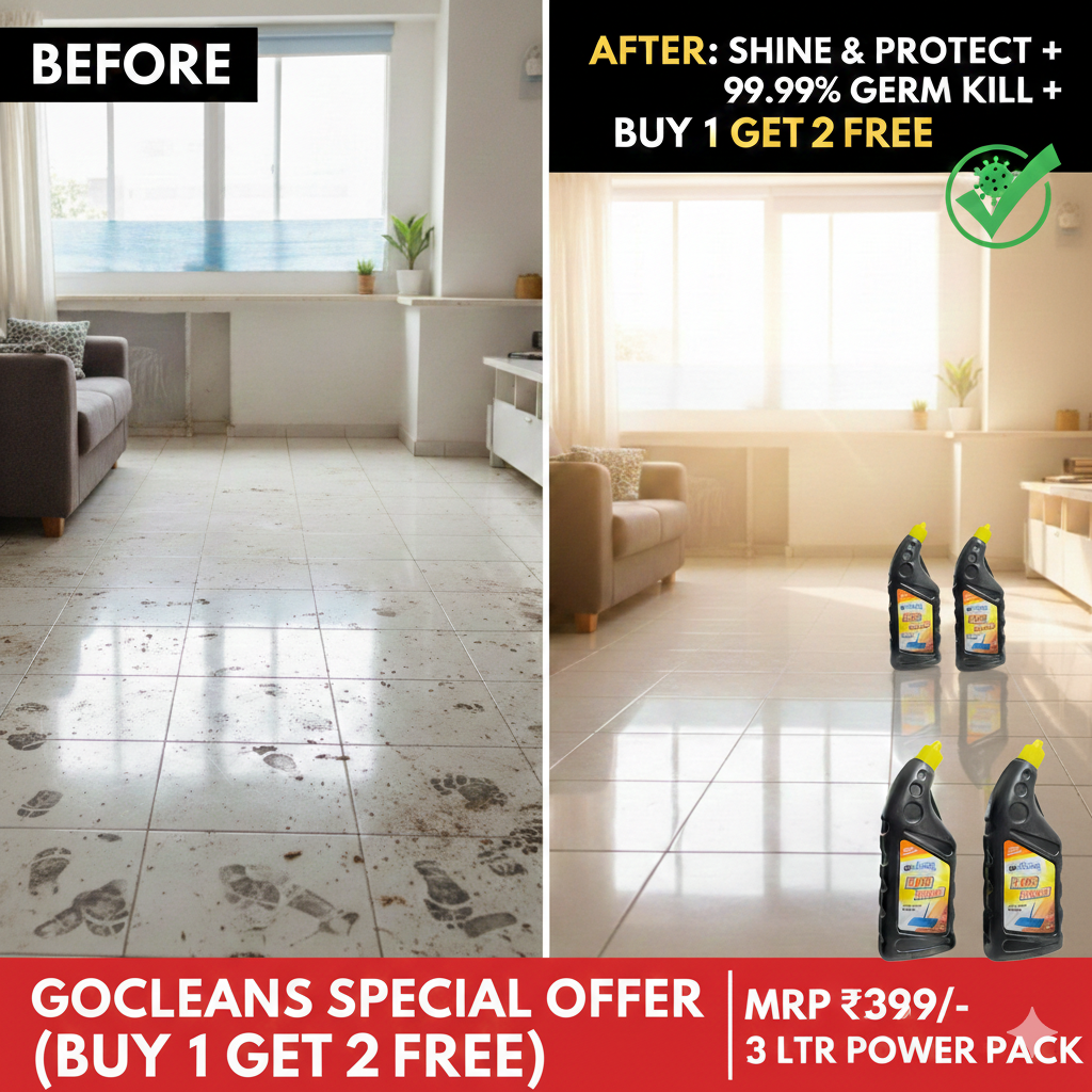 Goclean’s Bathroom Booster Liquid - Special Buy 1 Get 2 Free (3 Ltr Power Pack) | Power Plus Brighten & 100% Germ Kill Formula